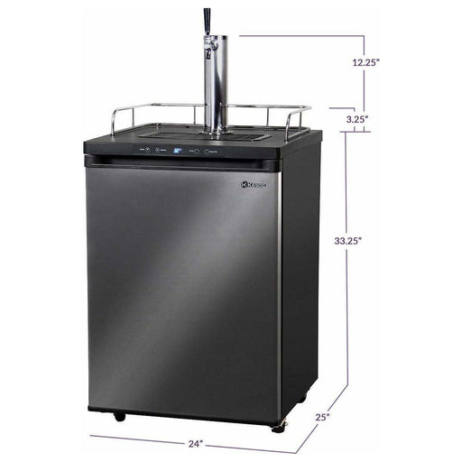 Kegco 24" Wide Single Tap Black Stainless Steel Digital Kegerator K309X-1