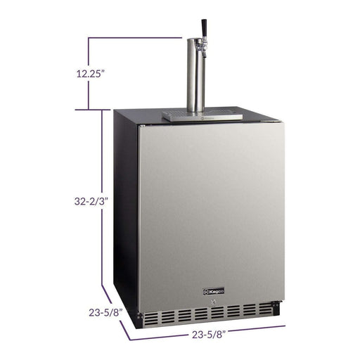 Kegco 24" Wide Single Tap Stainless Steel Built-In Left Hinge ADA with Kit Kegerator HK48BSA-L-1