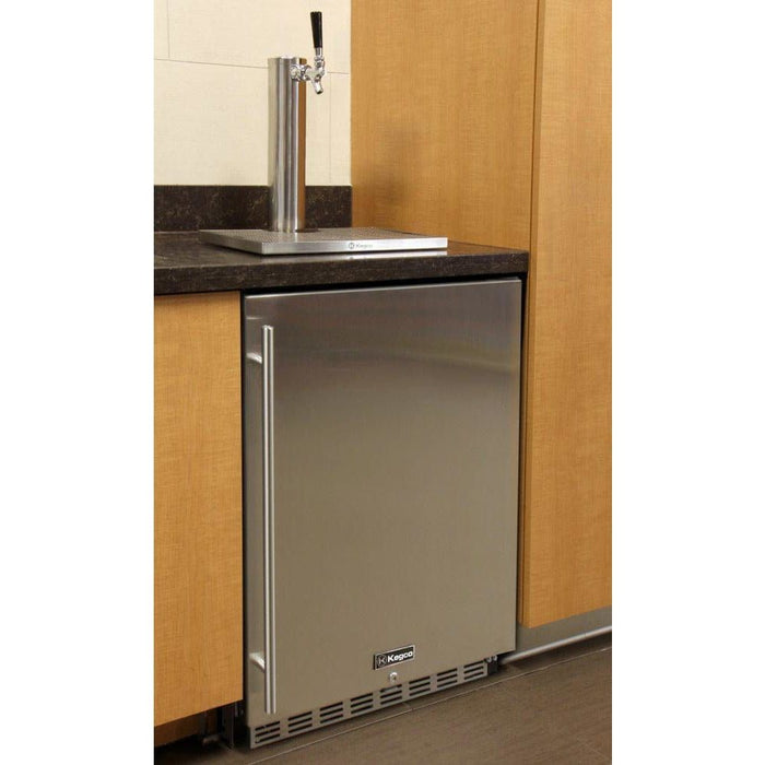 Kegco 24" Wide Single Tap Stainless Steel Built-In Left Hinge with Kit Kegerator HK38BSC-L-1