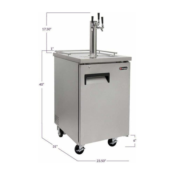 Kegco 24" Wide Triple Tap All Stainless Steel Home Brew Kegerator HBK1XS-3