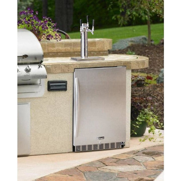 Kegco 24" Wide Triple Tap All Stainless Steel Outdoor Built-In Digital Left Hinge with Kit Kegerator HK38SSU-L-3