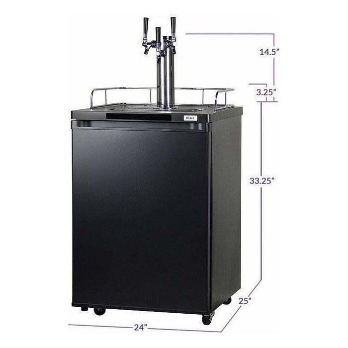 Kegco 24" Wide Triple Tap Black Kegerator K209B-3