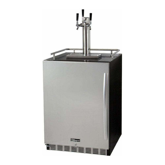 Kegco 24" Wide Triple Tap Stainless Steel Built-In Left Hinge Digital with Kit Kegerator HK38BSU-L-3