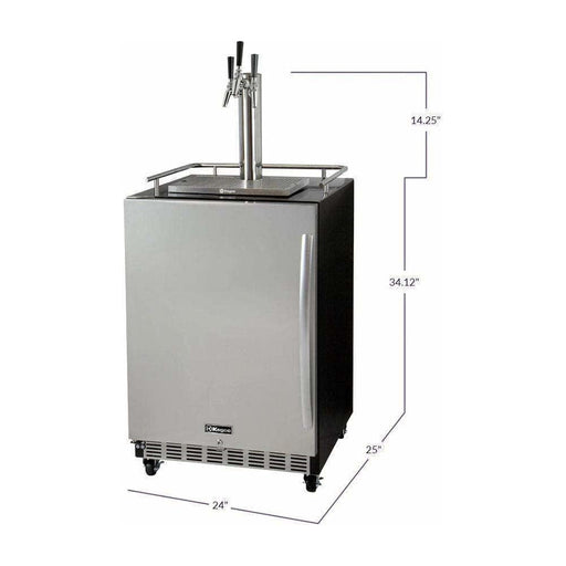 Kegco 24" Wide Triple Tap Stainless Steel Built-In Left Hinge with Kit Kegerator HK38BSC-L-3