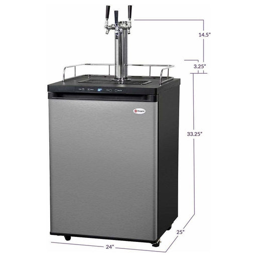 Kegco 24" Wide Triple Tap Stainless Steel Digital Kegerator K309SS-3