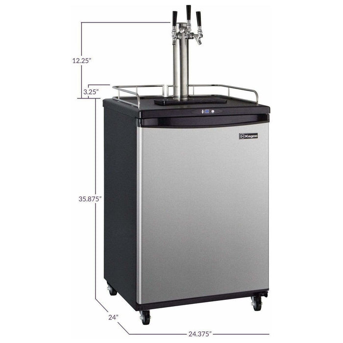 Kegco 24" Wide Triple Tap Stainless Steel Home Brew Kegerator HBK163S-3