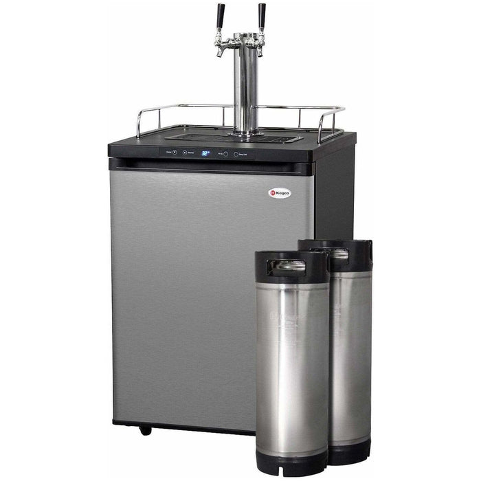 Kegco Home Brew with 5-Gallon Kegs-Black Cabinet with Stainless Steel Door Home Brew Kegerator HBK309S-2K