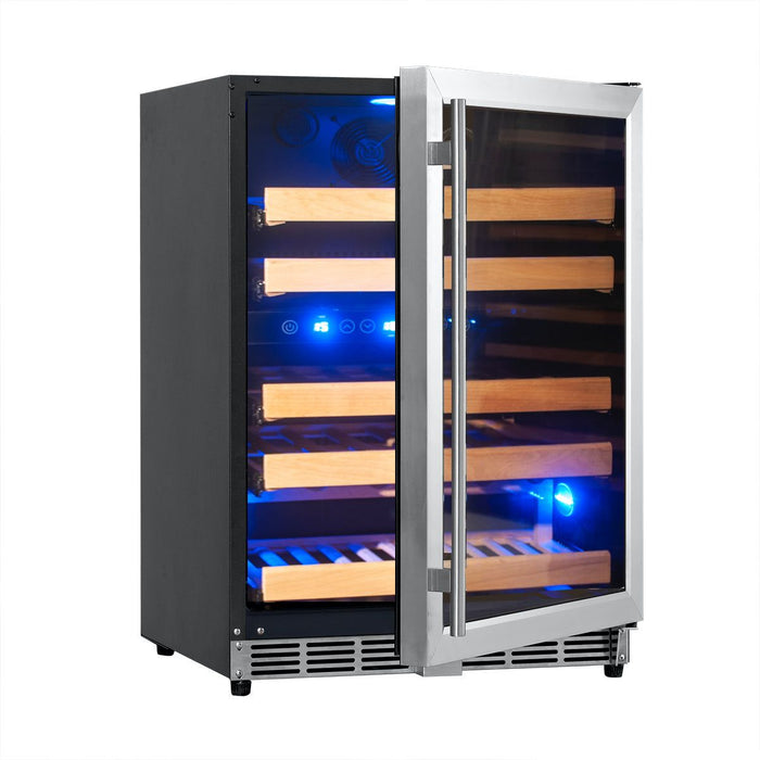 KingsBottle 24 In. Built-In/Under Counter Wine Cooler with Dual Zone Temperature Control