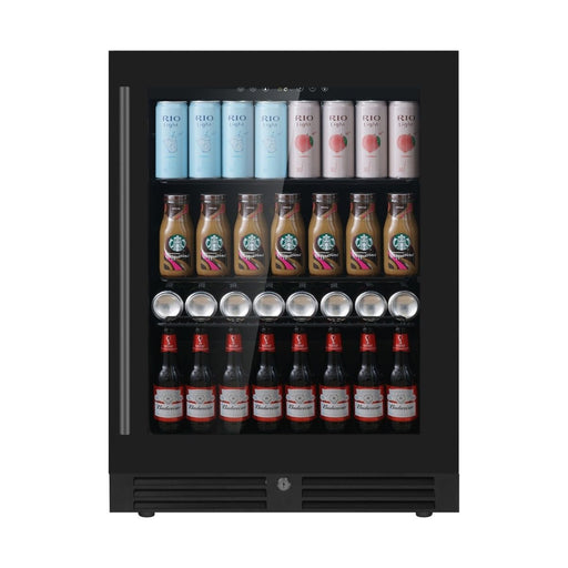 KingsBottle 24 Inch Built-in Beer Fridge Beverage Refrigerator with Low-E Glass Door KBU145