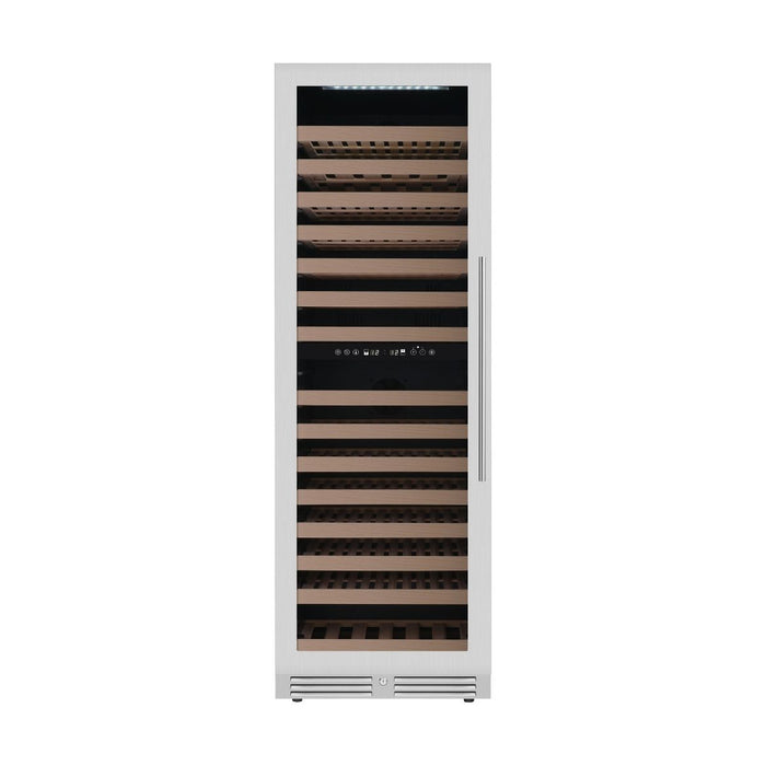 KingsBottle 24" Large Built-in/Freestanding Dual Zone Wine Cooler with Frameless Black Glass Door