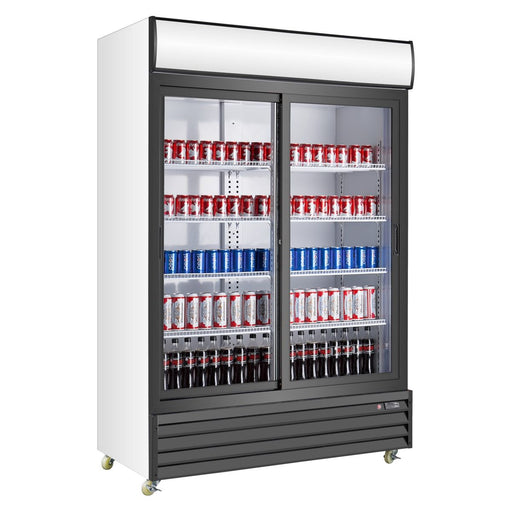 KingsBottle 45" Freestanding Double Sliding Door Beverage Cooler Refrigerator