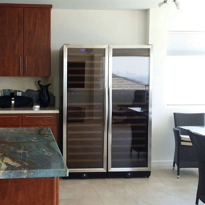 KingsBottle 72" Built-In/Freestanding Triple Zone Beverage and Wine Cooler With Glass Door