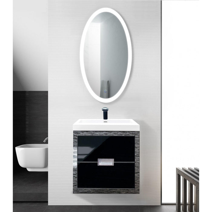 Krugg Sol Oval 24″ x 44″ LED Bathroom Mirror w/ Dimmer & Defogger