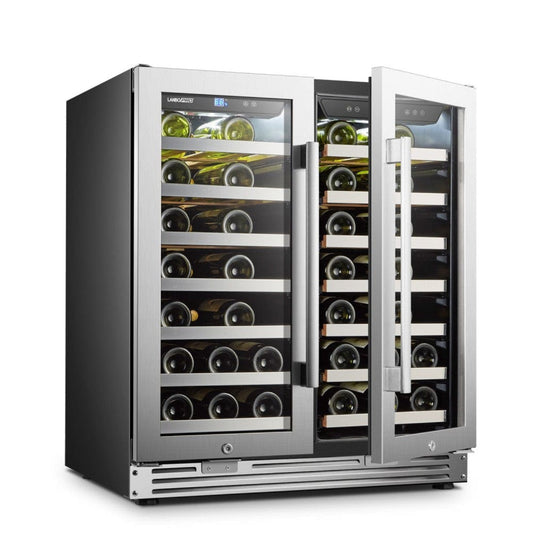 Lanbo 62 Bottles Dual Door Stainless Steel Wine Coolers - LP66D