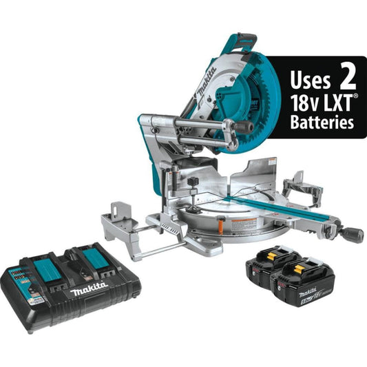 Makita (XSL08PT) 36V (18V X2) LXT Brushless 12" Dual‑Bevel Sliding Compound Miter Saw Kit, AWS Capable and Laser - XSL08PT