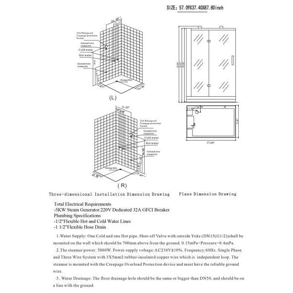 Maya Bath White Platinum Anzio Steam Shower - Left (210)