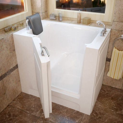 MediTub 2739 Walk-In-Tub 27 x 39 White Bathtub, Whirpool & Air Jets Add-Ons