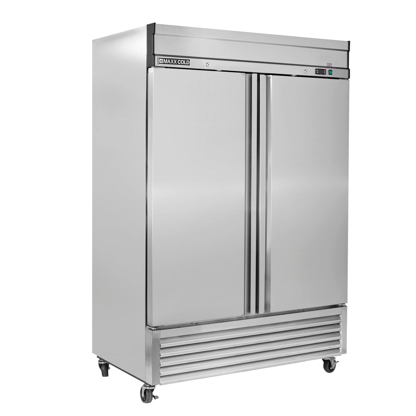 Maxx Cold Double Door Reach-In Refrigerator, Bottom Mount, 54"W, 49 cu. ft. Storage Capacity, in Stainless Steel - MXSR-49FDHC