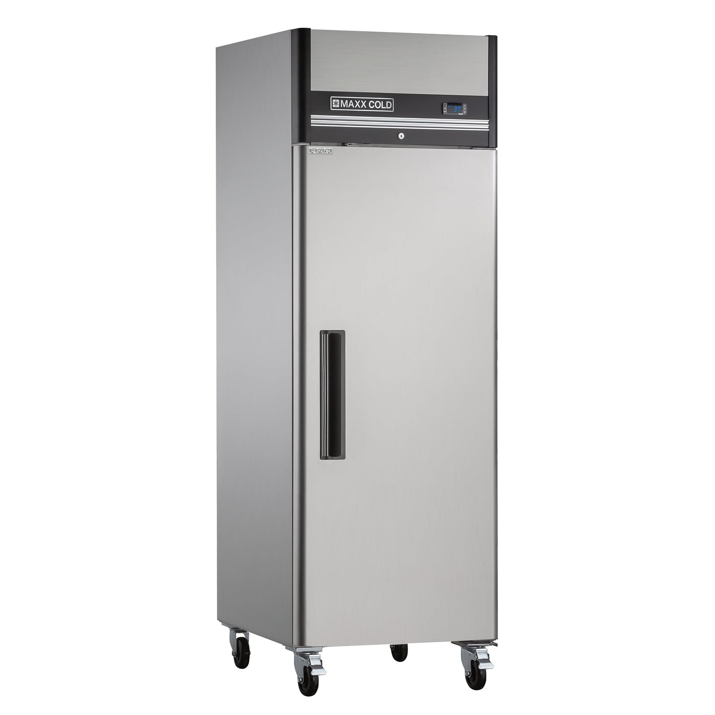Maxx Cold Single Door Reach-In Refrigerator, Top Mount, 25.2"W, 19 cu. ft. Storage Capacity, in Stainless Steel - MXCR-19FDHC