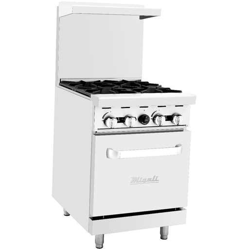 Migali C-RO4-NG, Commercial 24" Oven Range 4 Burner Natural Gas BTU124000