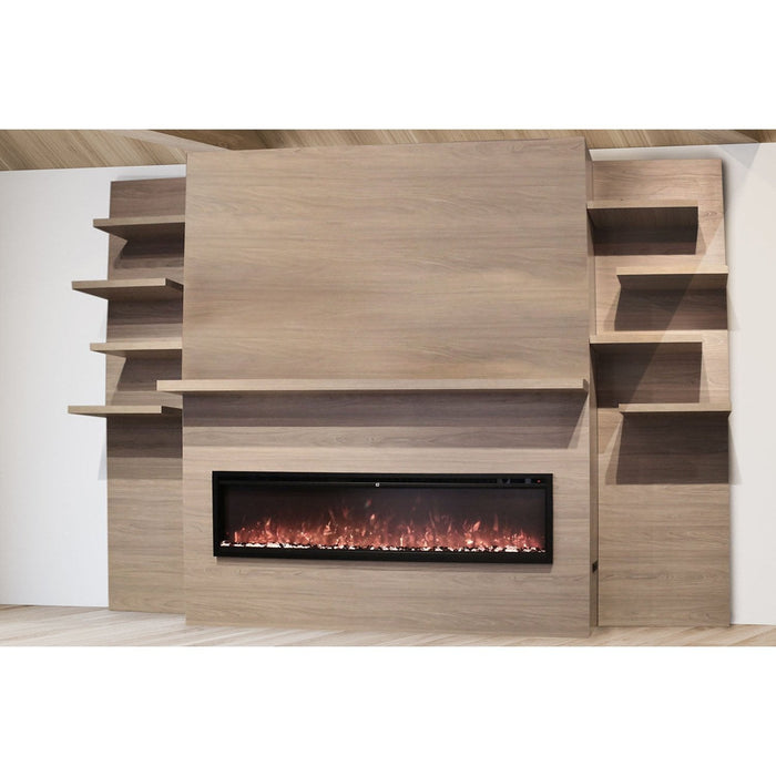 Modern Flames Allwood Wall System in Coastal Sand 60'' Spectrum Slimline Electric Fireplace