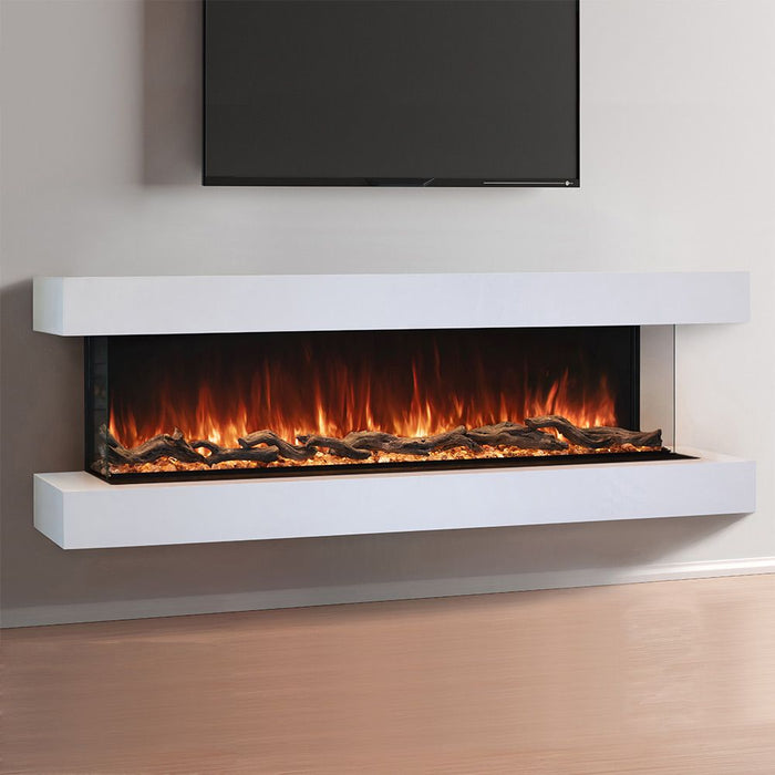 Modern Flames Landscape Pro 82'' Electric Fireplace Wall Mount Studio Suite White Ready to Paint