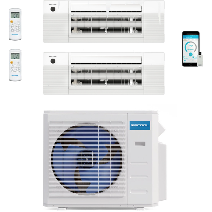 MRCOOL DIY Mini Split - 18,000 BTU 2 Zone Ceiling Cassette Ductless Air Conditioner and Heat Pump