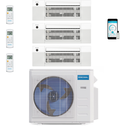 MRCOOL DIY Mini Split - 3 Zone 27K BTU Condenser + 3x 9K BTU Ceiling Cassette Appliance Package