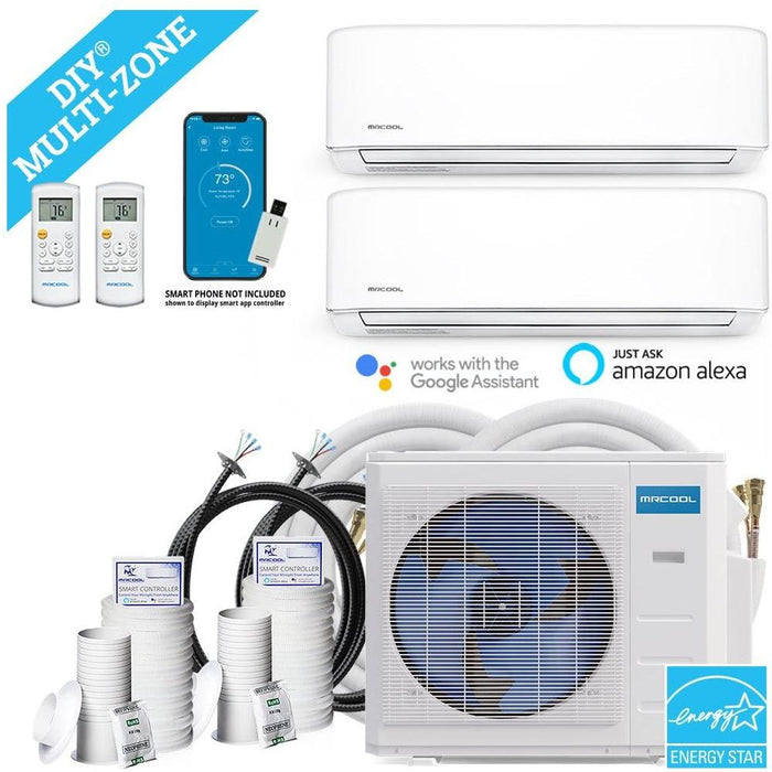 MRCOOL DIY Mini Split - 30,000 BTU 2 Zone Ductless Air Conditioner and Heat Pump With 100 Ft. Install Kit