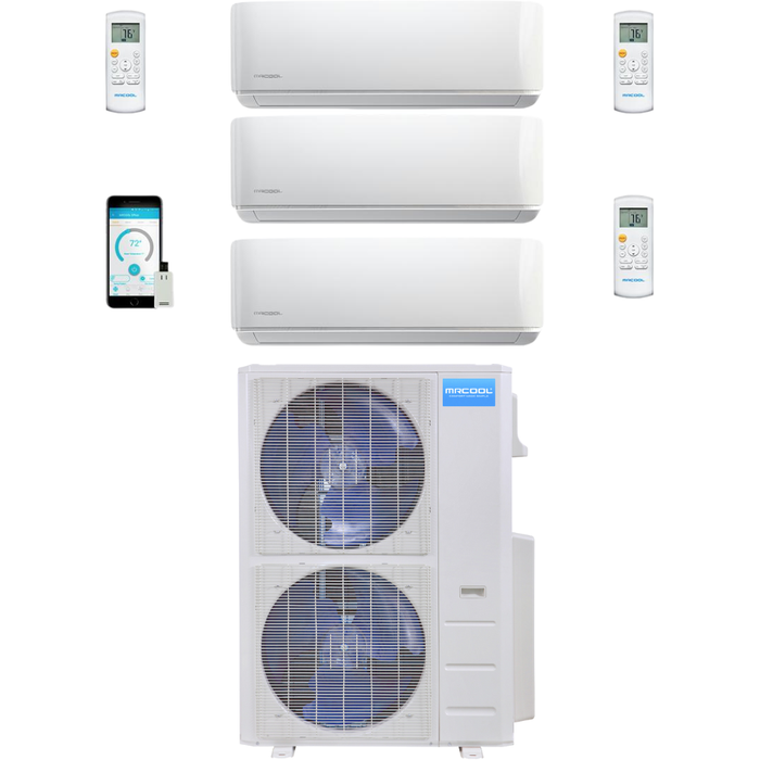 MRCOOL DIY Mini Split - 5 Zone 48K BTU Condenser + 230V (1x) 12K & (2x) 18K BTU Wall Mount Air Handler Appliance Package