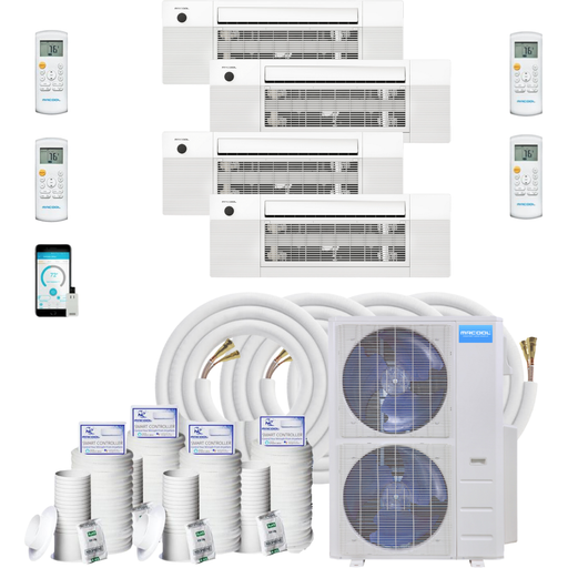 MRCOOL DIY Mini Split - 5 Zone 48K BTU Condenser + (2x) 9K, (1x) 12K & (1x) 18K BTU Ceiling Cassette + 4x 16ft Pre-Charged Line Set Appliance Package