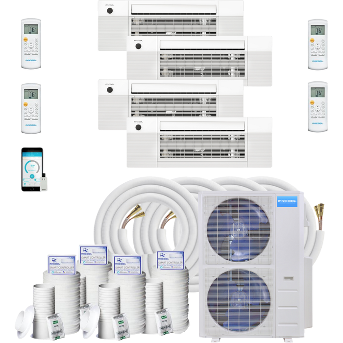 MRCOOL DIY Mini Split - 5 Zone 48K BTU Condenser + (3x) 9K & (1x) 18K BTU Ceiling Cassette + 4x 25ft Pre-Charged Line Set Appliance Package