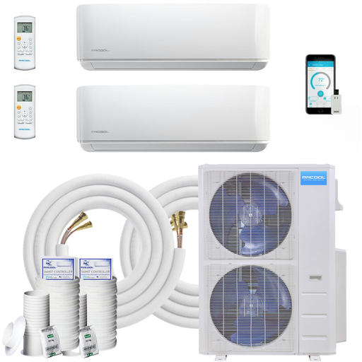 MRCOOL DIY Mini Split - 5 Zone Condenser + 230V 12K & 36K BTU Wall Mount Air Handler + 2x 25ft Line Set Appliance Package