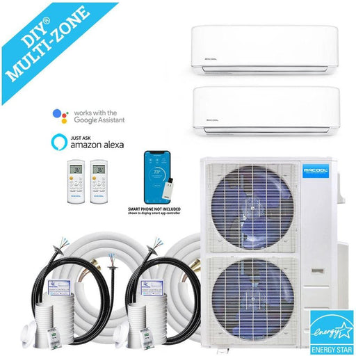 MRCOOL DIY Mini Split - 5 Zone Condenser + 230V 9K & 36K BTU Wall Mount Air Handler + 2x 50ft Line Set Appliance Package