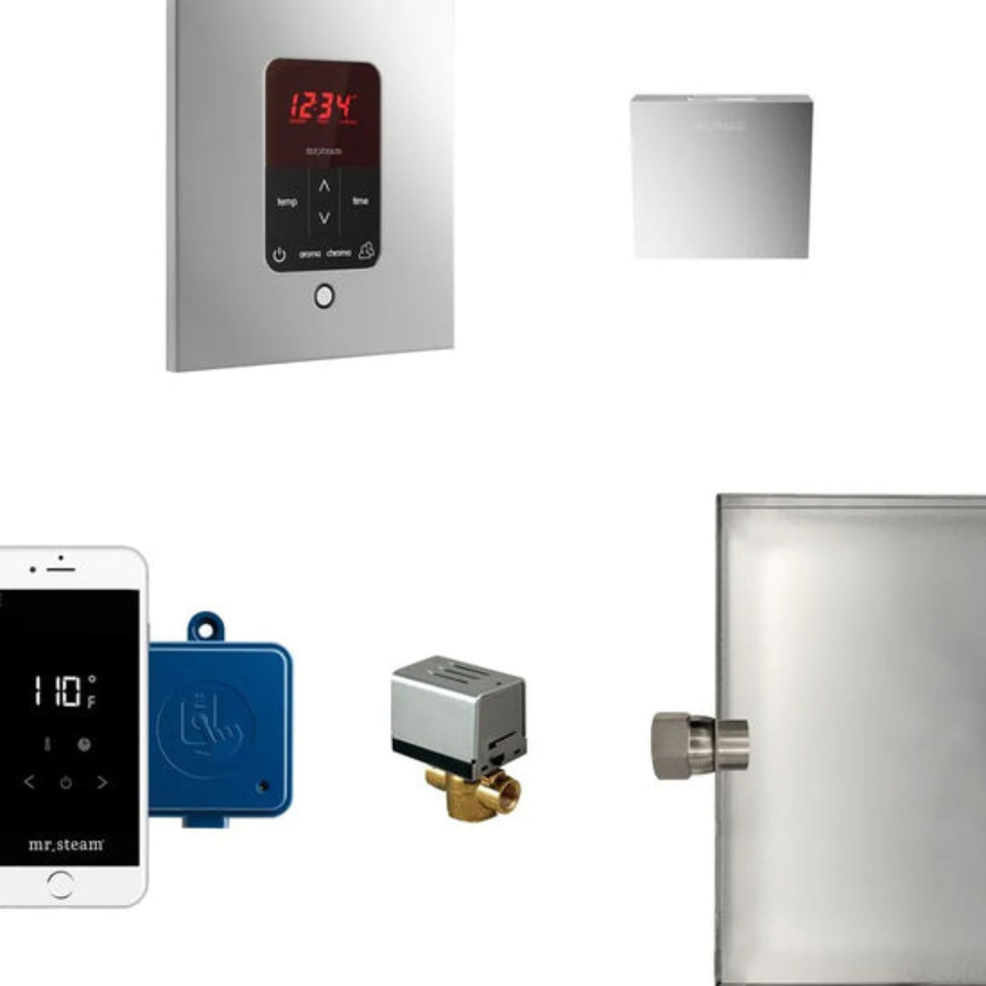 Mr. Steam - Butler Package Square Polished Chrome - MSBUTLER1SQ-PC