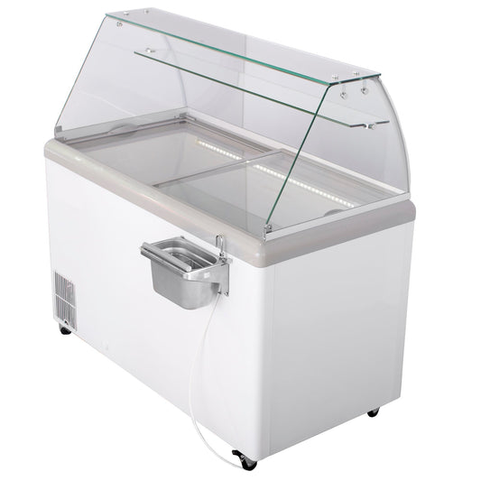 Maxx Cold - Curved Glass Ice Cream Dipping Cabinet Freezer, 52"W, 13.8 cu. ft. Storage Capacity, Holds up to (14) Flavor Tubs, in White - MXDC-8