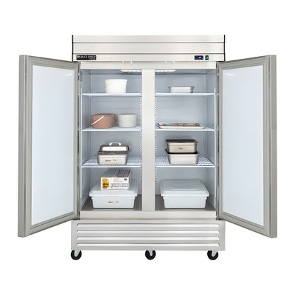 Maxx Cold V-Series 2 Door Reach-In Freezer, Bottom Mount, in Stainless Steel - MVF-49FDHC