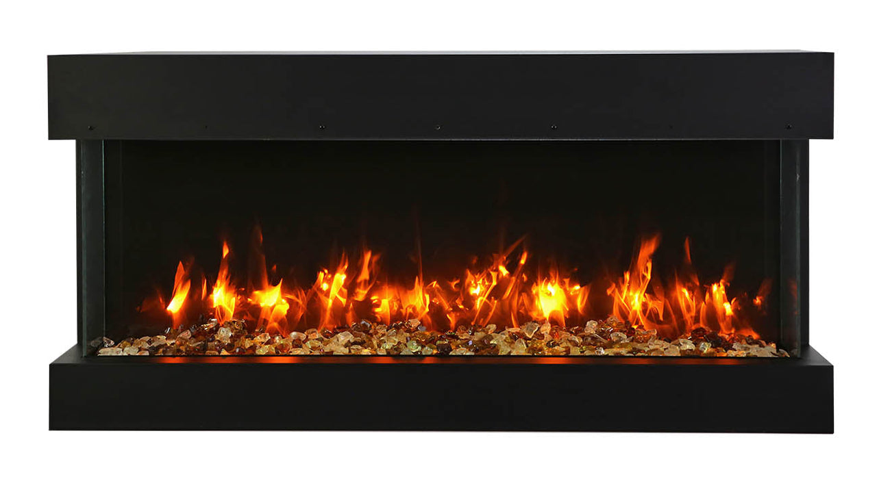 Remii 30” Bay Slim 3 Sided Black Electric Fireplace W/ LED Lamps