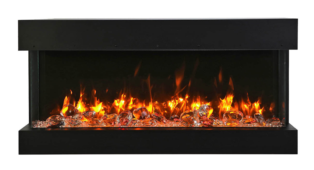 Remii 30” Bay Slim 3 Sided Black Electric Fireplace W/ LED Lamps