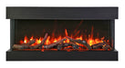 Remii 30” Bay Slim 3 Sided Black Electric Fireplace W/ LED Lamps