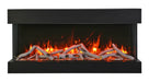 Remii 30” Bay Slim 3 Sided Black Electric Fireplace W/ LED Lamps