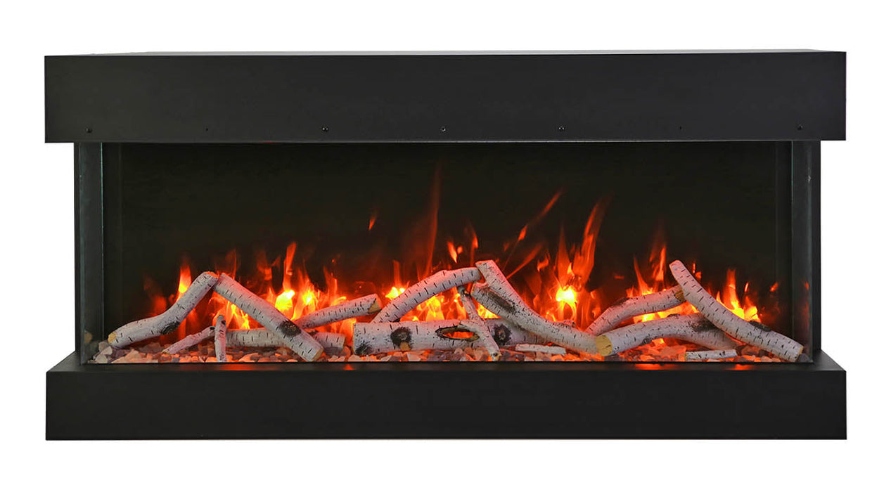 Remii 40” Bay Slim 3 Sided Black Electric Fireplace W/ LED Lamps