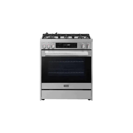 Robam 3-Piece Appliance Package - 30-Inch 5 Cu. Ft. Oven Freestanding Gas Range, Under Cabinet/Wall Mounted Range Hood and Dishwasher in Stainless Steel