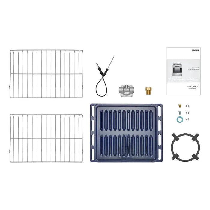 Robam 30-Inch 5 Cu. Ft. Oven Dual Fuel Gas Range with 5 Sealed Brass Burners in Stainless Steel (Robam-G517K)