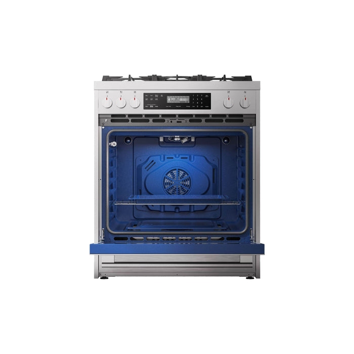 Robam 30-Inch 5 Cu. Ft. Oven Freestanding Dual Fuel Range, 5 Sealed Brass Burners in Stainless Steel (Robam-7MG10)