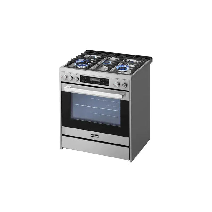 Robam 30-Inch 5 Cu. Ft. Oven Freestanding Gas Range, 5 Sealed Brass Burners in Stainless Steel (Robam-7GG10)