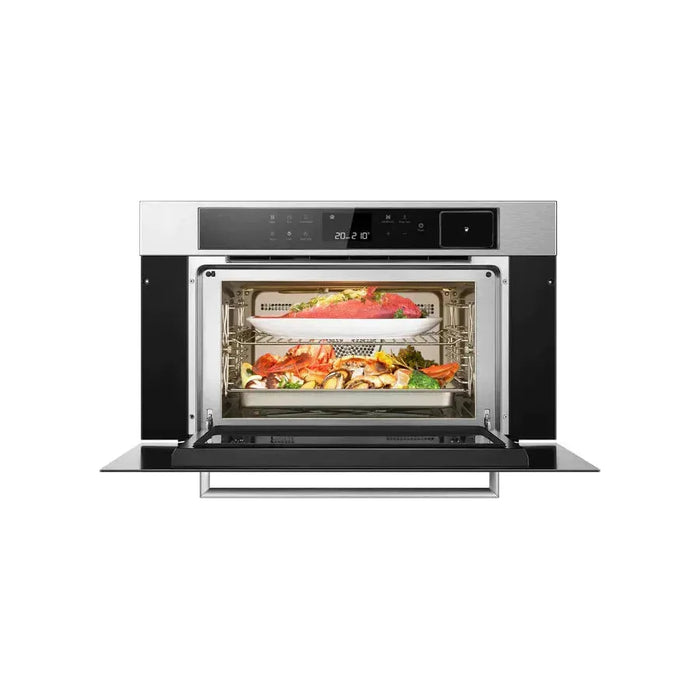 Robam 30-Inch Built-In Convection Wall Oven with Air Fry & Steam Cooking in Stainless Steel with Onyx Black Tempered Glass (Robam-CQ762)