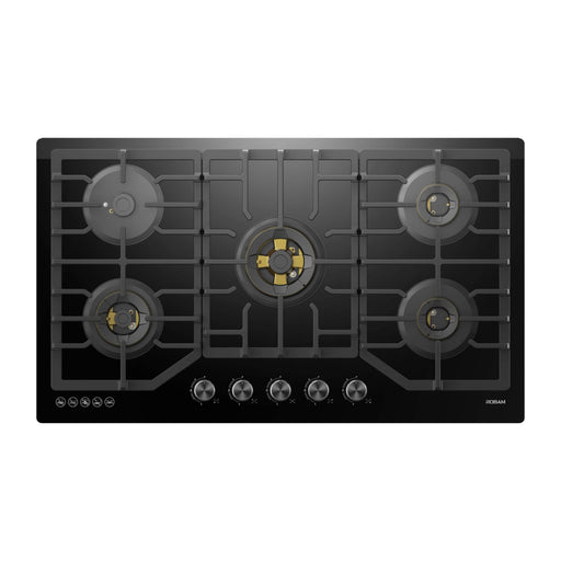 Robam 36-Inch 5-Burner Gas Cooktop with Brass Burners in Black (Robam-ZG9500B)