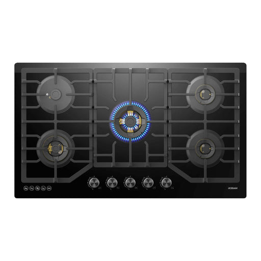 Robam 36-Inch 5-Burner Gas Cooktop with Brass Burners in Black (Robam-ZG9500B)