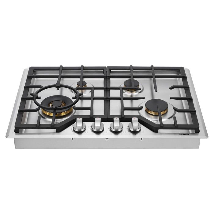 Robam 5-Piece Appliance Package - 30-Inch 4 Burners Gas Cooktop, Under Cabinet/Wall Mounted Range Hood, Dishwasher, Wall Oven, and Steam Combi Oven in Stainless Steel